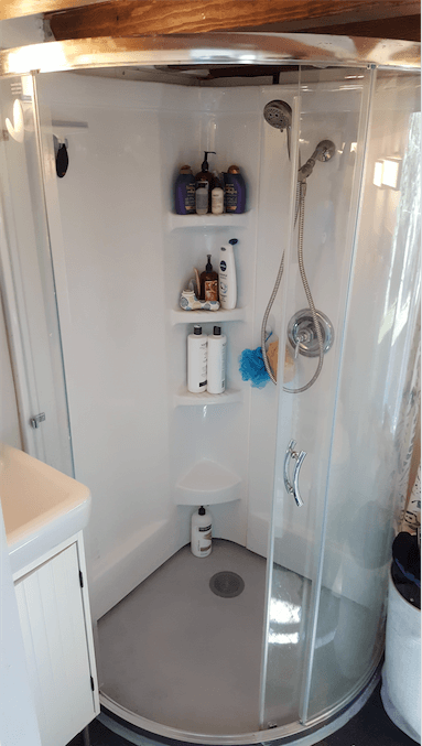 Tiny House Water Usage - Corner Shower